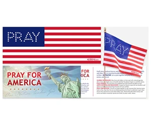 Free “Pray” flag and a Bumper Sticker