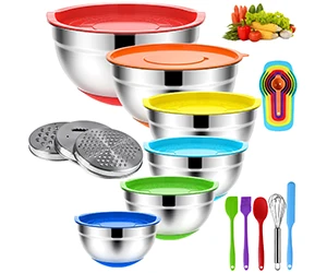 TINANA Mixing Bowls with Lids: 20 Pcs Stainless Steel Mixing Bowls Set with Rubber Bottom at Walmart Only $16.99 (reg $135)