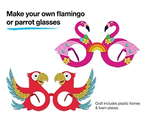 Free Make Your Own Flamingo or Parrot Glasses at JCPenney!