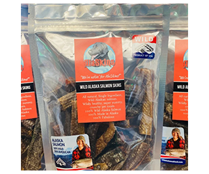 Free Sample of AlaSkins Wild Alaska Salmon Skins Dog Treats