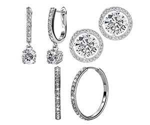 Cate & Chloe Earrings Pack of 3 - Bianca Hoops, Ariel Studs, McKenzie Drop White Gold Plated Earrings for Women at Walmart Only $49.99 (reg $249)