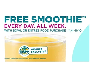 Free 24 oz. Smoothie Every Day During Fan Fest at Tropical Smoothie Cafe!