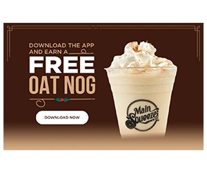 Free 12oz Oat Nog from Main Squeeze Juice Co. - Download Now!