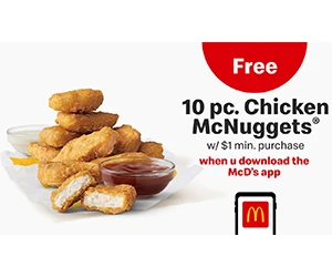 Free 10 Pc. Chicken McNuggets® w/ $1 Min Purchase