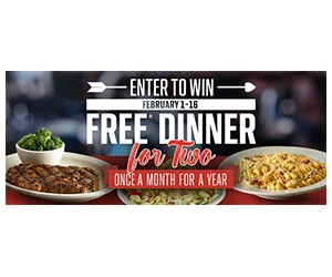 Valentine’s Day Dinner for Two Sweepstakes – Win Free Meals at Bubba’s 33!